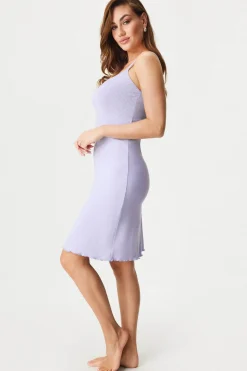 Bawełniana damska koszulka nocna Pointelle krótka