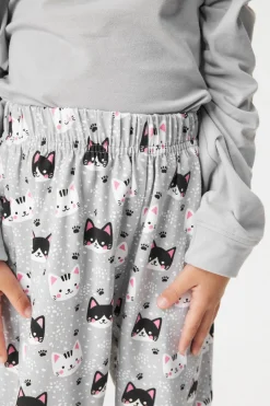 Bawełniana piżama dziewczęca Cats długa