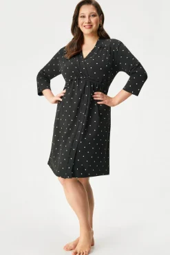 Bawełniany szlafrok ciążowy Dots krótki