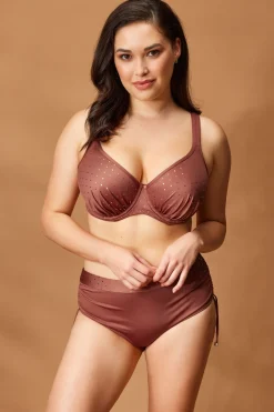 Biustonosz od stroju kąpielowego Maia Glitter Brown Plus