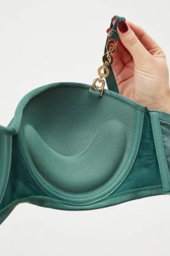 Biustonosz od stroju kąpielowego Satin Green Push-Up
