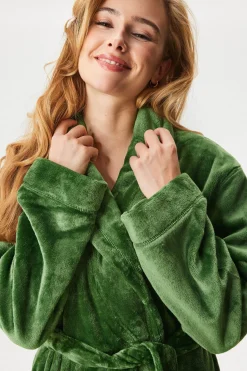 Ciepły szlafrok DKNY Elm Green krótki