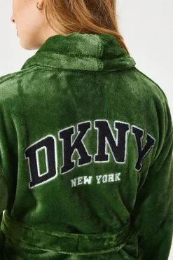 Ciepły szlafrok DKNY Elm Green krótki