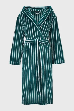 Ciepły szlafrok Moreno Stripe długi z kapturem