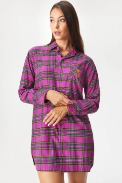 Koszula nocna Ralph Lauren Pink Plaid krótka