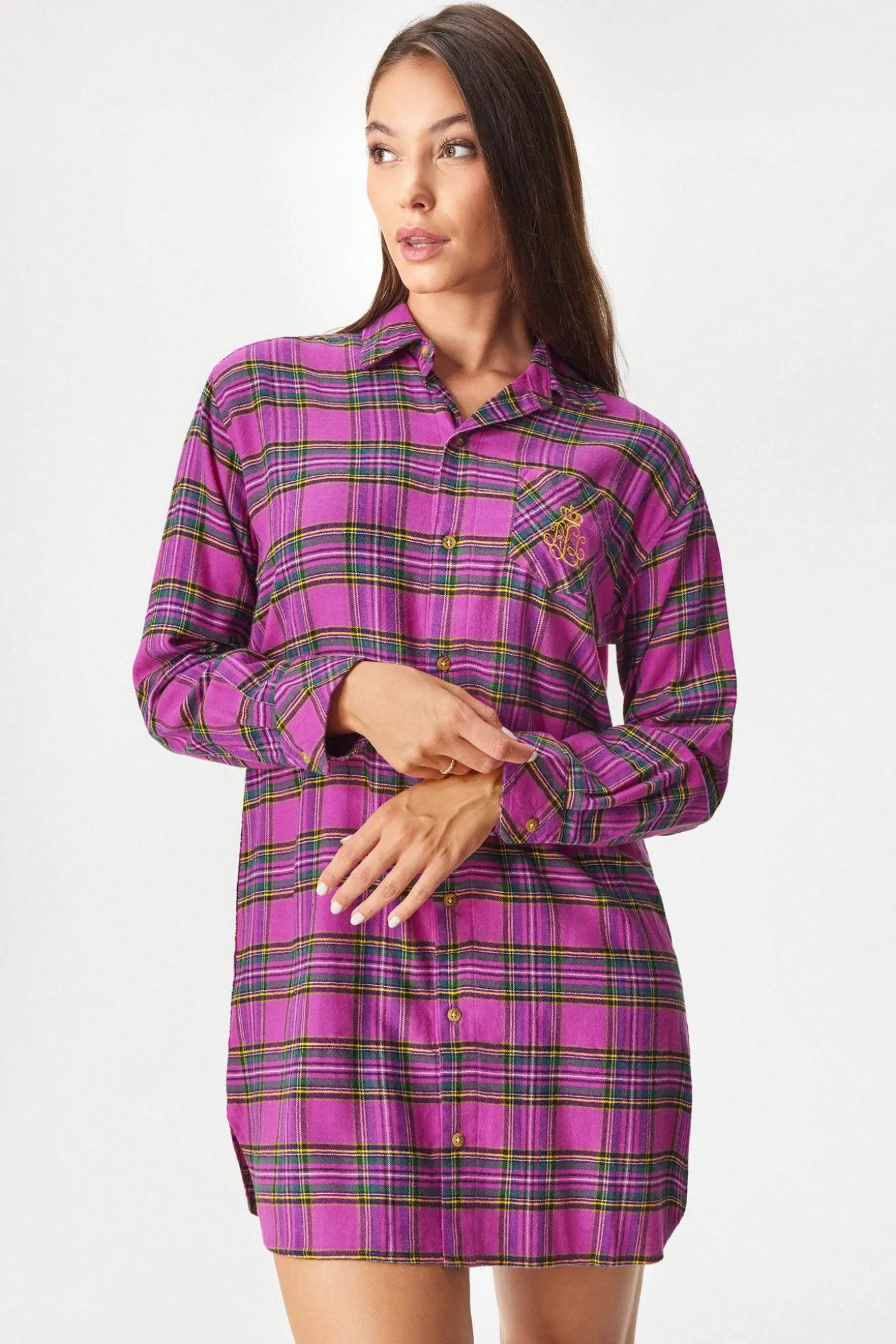 Koszula nocna Ralph Lauren Pink Plaid krótka