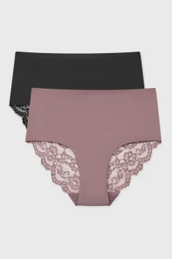 2PACK Majtki klasyczne Simple Lace z podwyższonym stanem