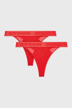 2PACK Tanga PINK STORM Lovecode z podwyższonym stanem