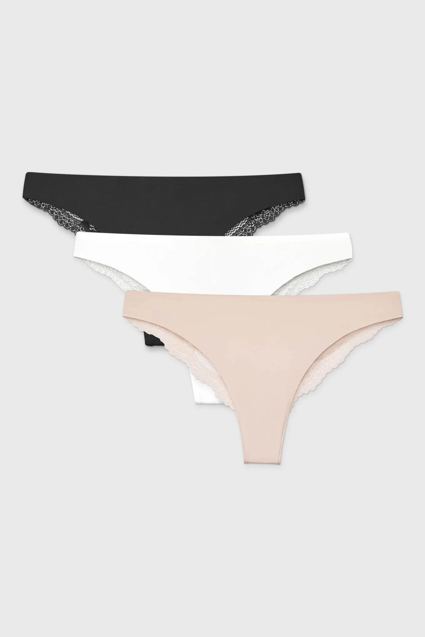 3PACK Tanga Simple Lace
