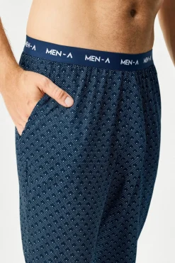 Piżama bawełniana MEN-A Navy długa