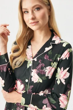 Piżama Ralph Lauren Woven Lawn Notch Collar długa