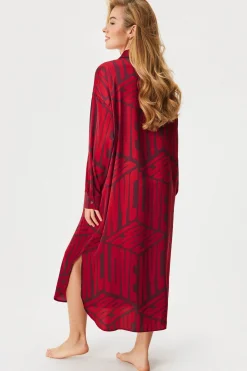 Satynowa koszula nocna DKNY Fig Love NYC długa