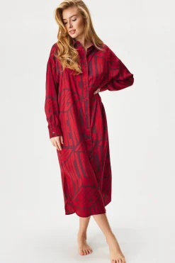 Satynowa koszula nocna DKNY Fig Love NYC długa